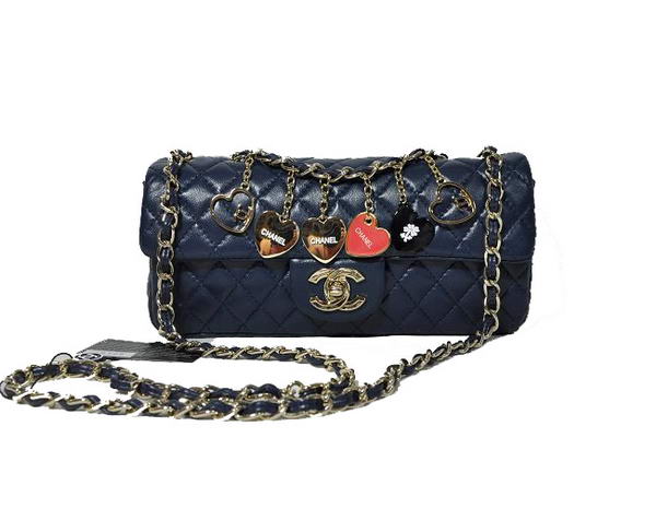 Best Chanel A48128 Heart Chain Flap Bag Blue On Sale